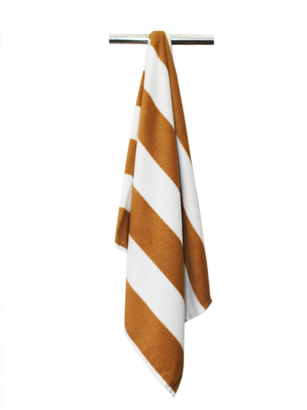 Lushomes 2-Pcs Beige & White Striped 225 GSM Large Bath Towels