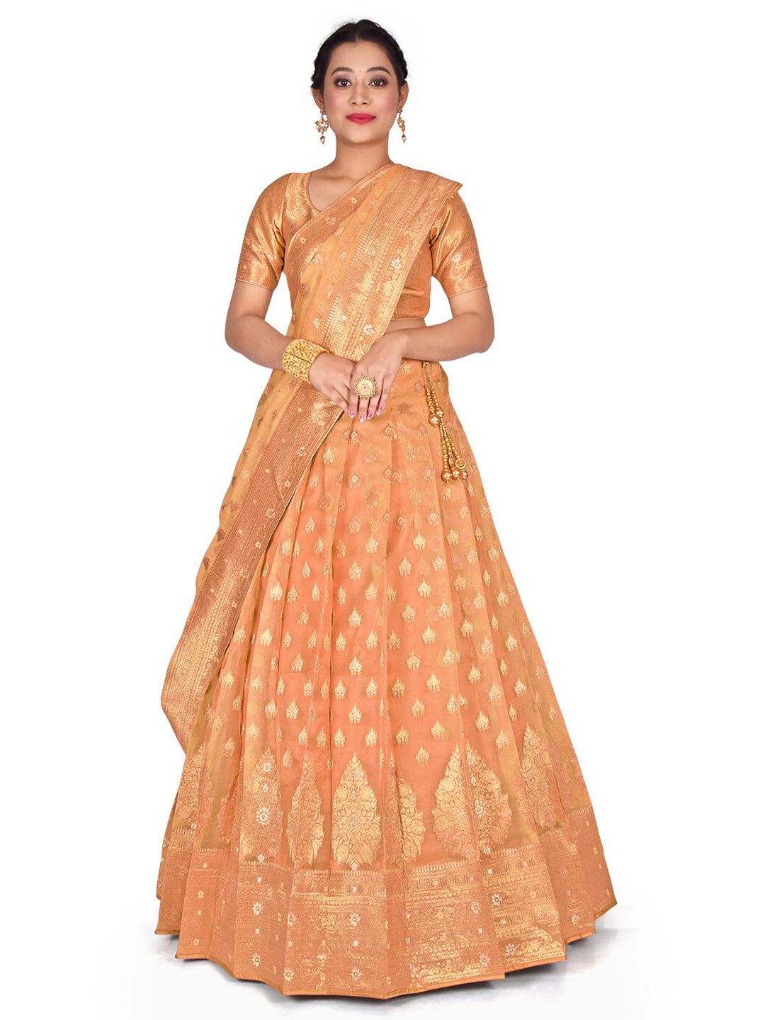 HALFSAREE STUDIO Semi-Stitched Lehenga & Unstitched Blouse With Dupatta Price in India