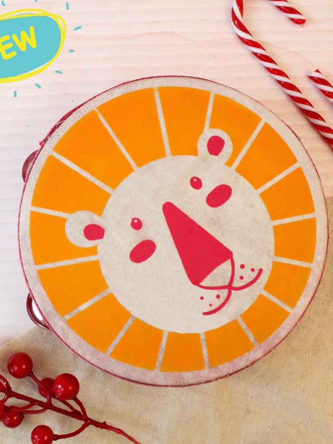 shumee Kids Wooden Lion Tambourine