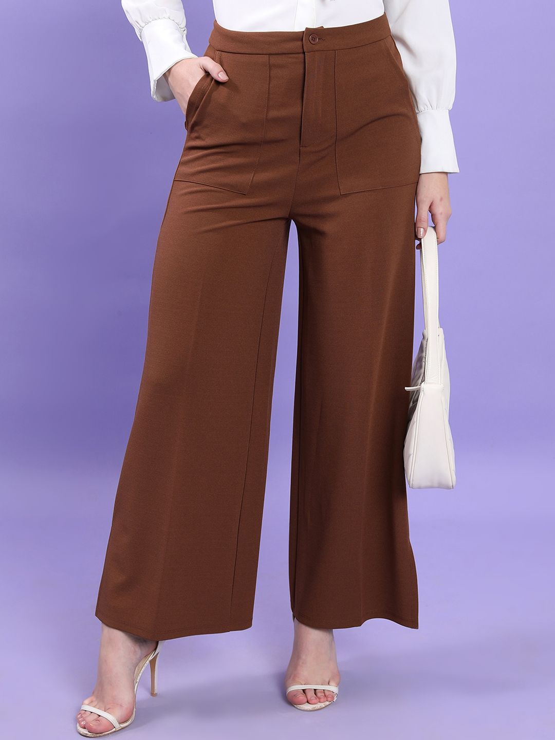 Tokyo Talkies Women Flared Plain Flat-Front Mid-Rise Wide Leg Pants Price in India