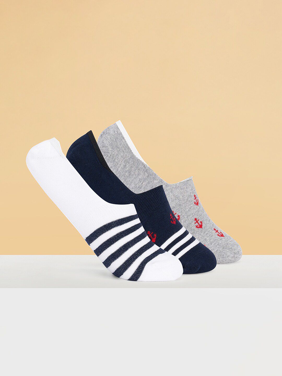 Ajile by Pantaloons Men Pack Of 3 Patterned Shoe Liner Socks