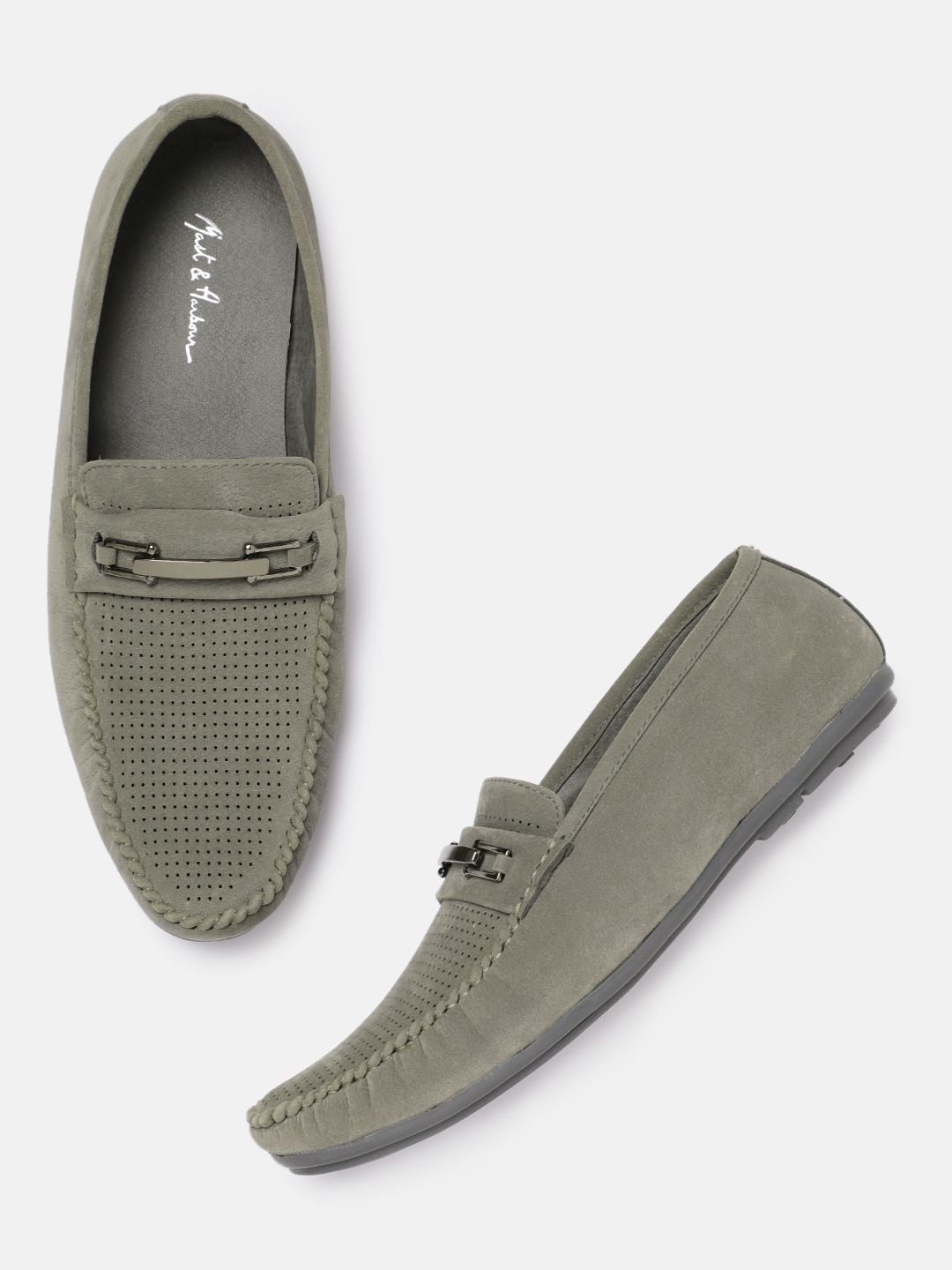 Mast & Harbour Men Grey Perforations Loafers