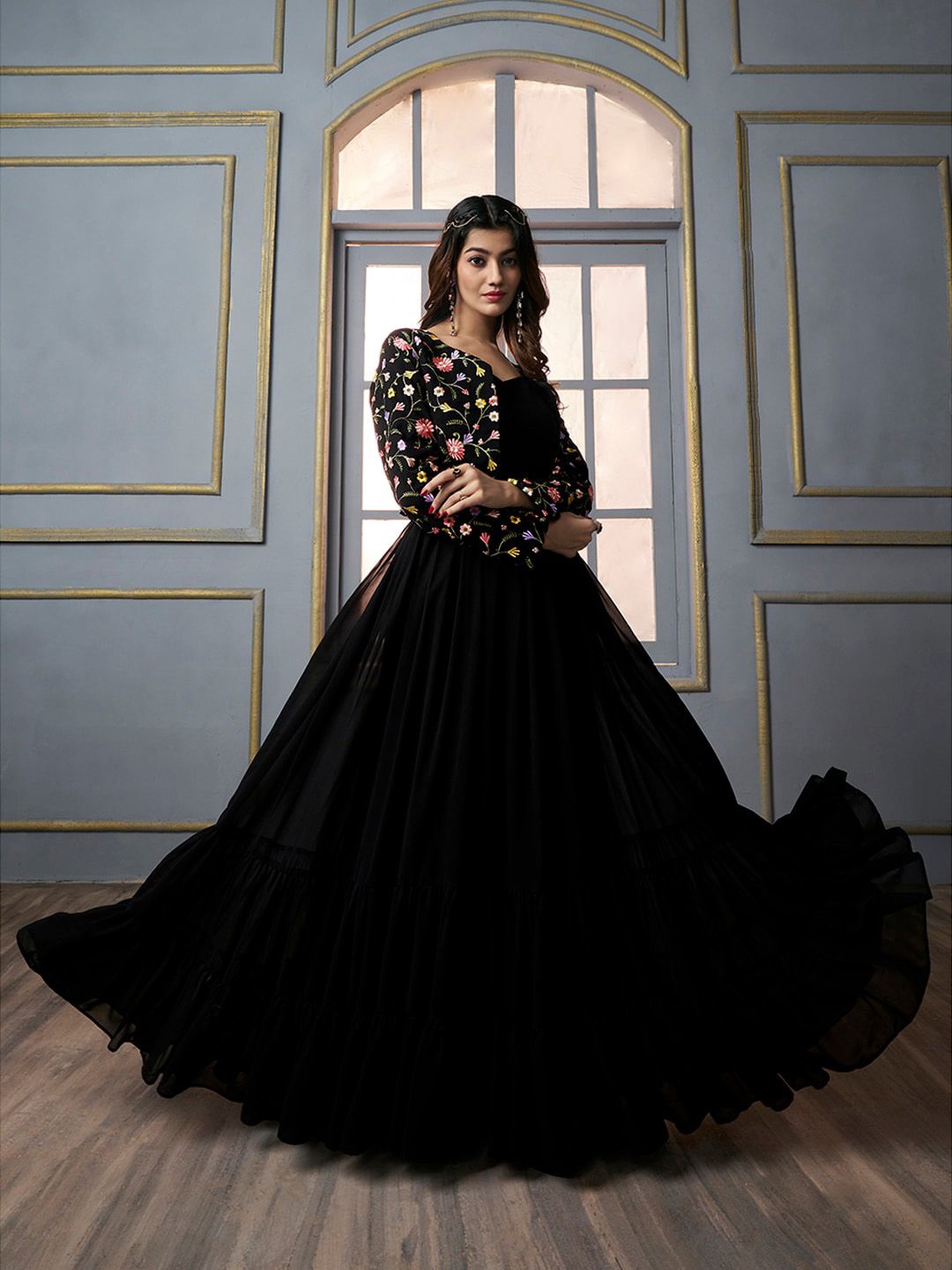 Buy Inddus A-line Maxi Ethnic Dress With Jacket - Ethnic Dresses for Women  24451752 | Myntra