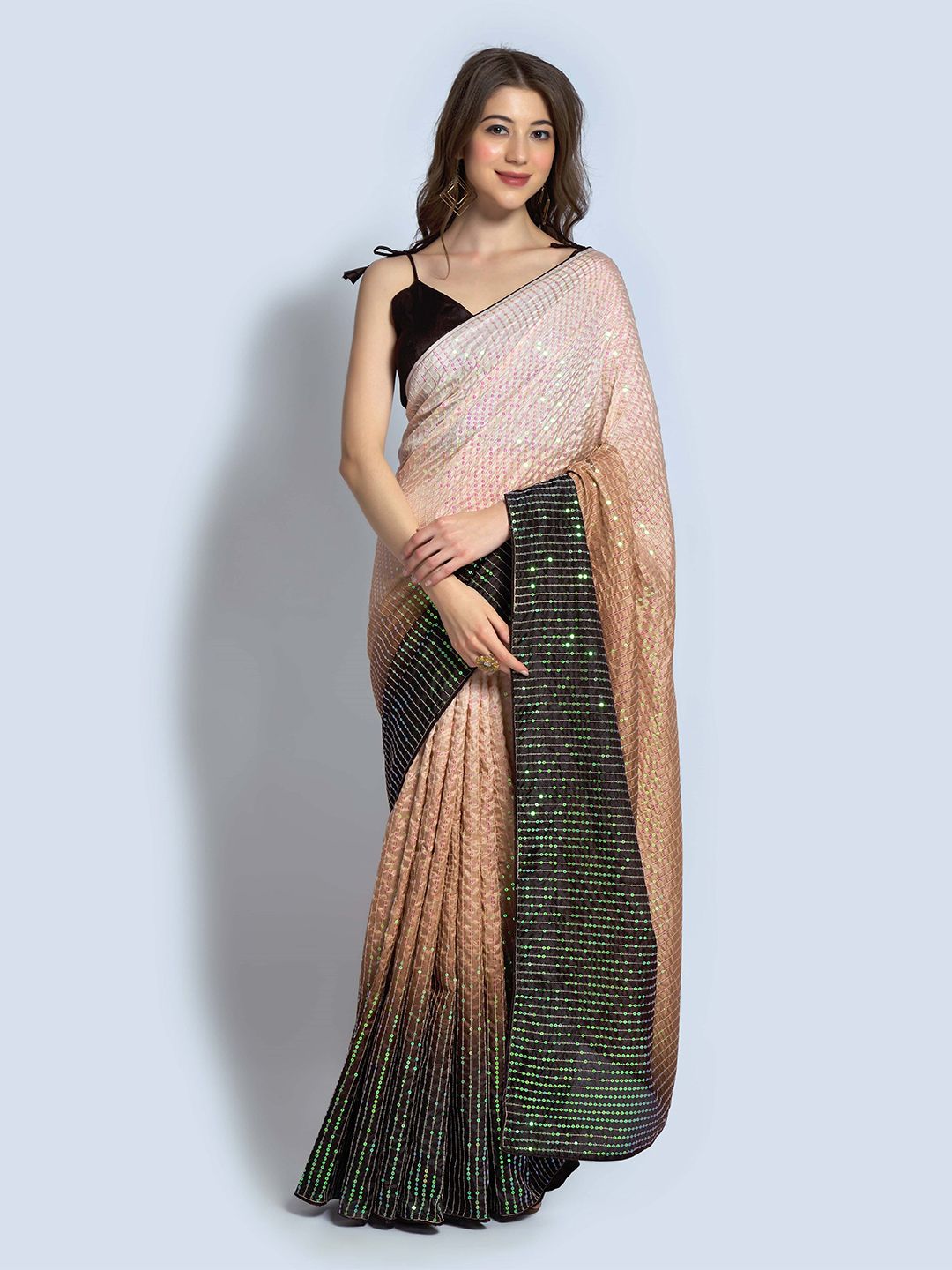 Globon Impex Ombre Sequinned Saree Price in India