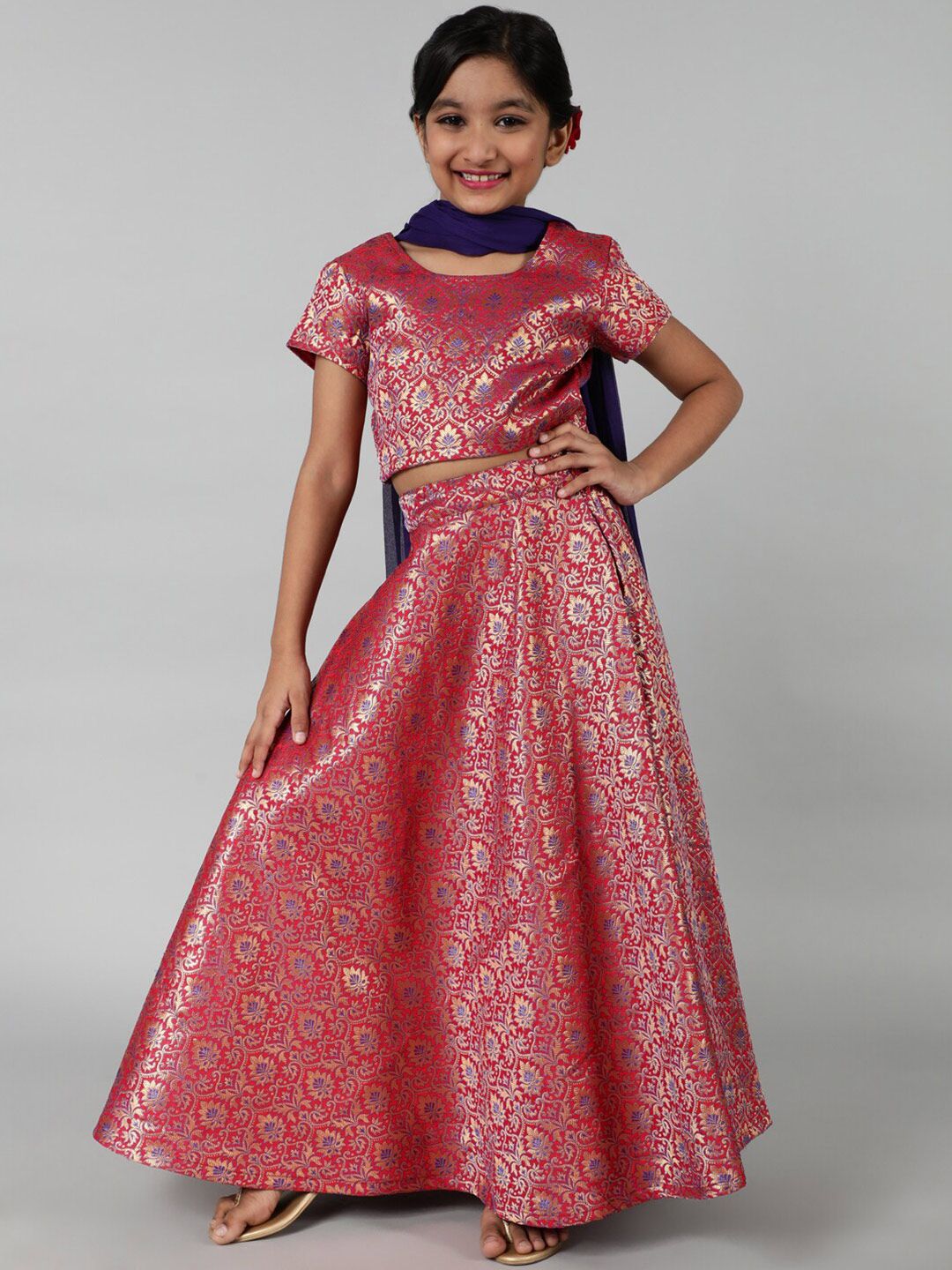 Aks Kids Girls Ready To Wear Lehenga & Blouse With Dupatta Price in India