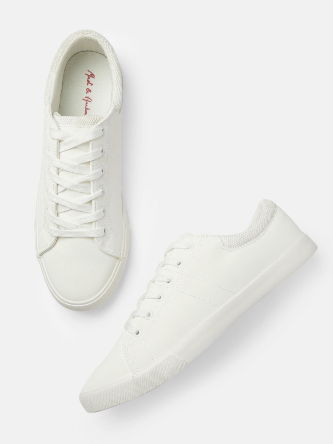 Mast & Harbour Men White Solid Sneakers