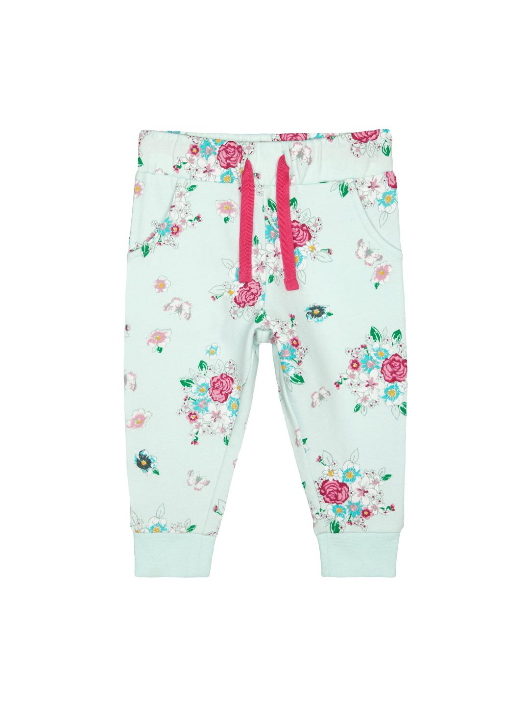 mothercare Girls Floral Printed Pure Cotton Joggers