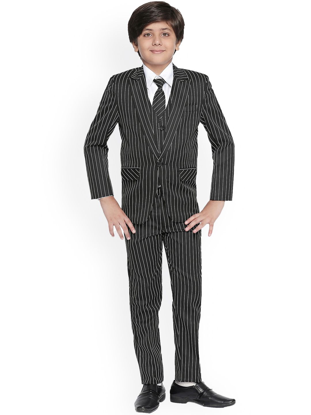 BAESD Boys 5 Pieces Striped Single-Breasted Suit