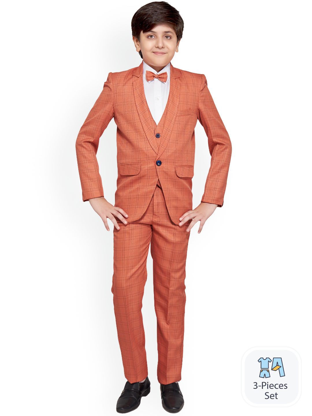 BAESD Infant Boys Checked Single Breasted 5 Pieces Party Suits