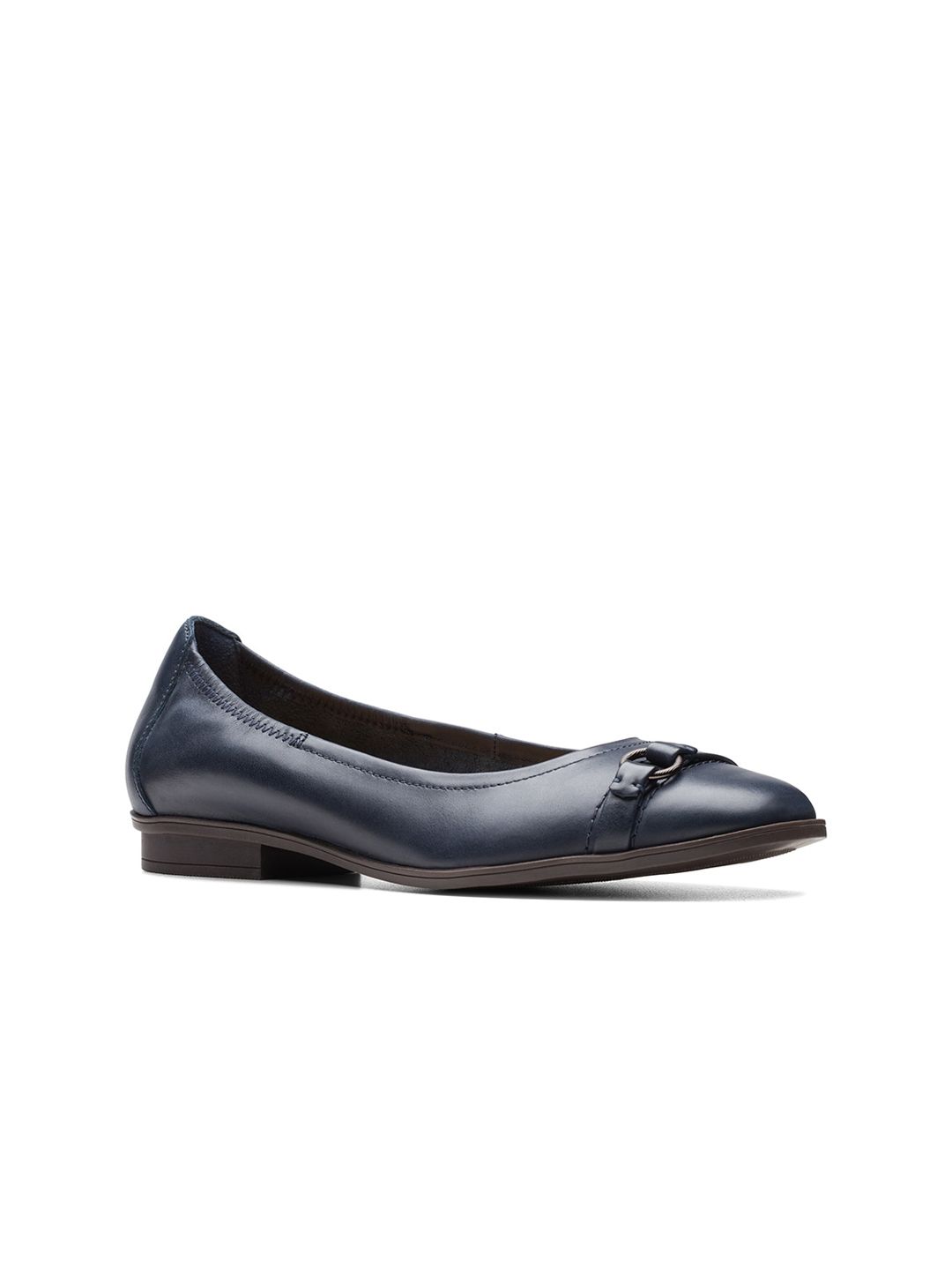 Clarks Square Toe Embellished Work Leather Ballerinas