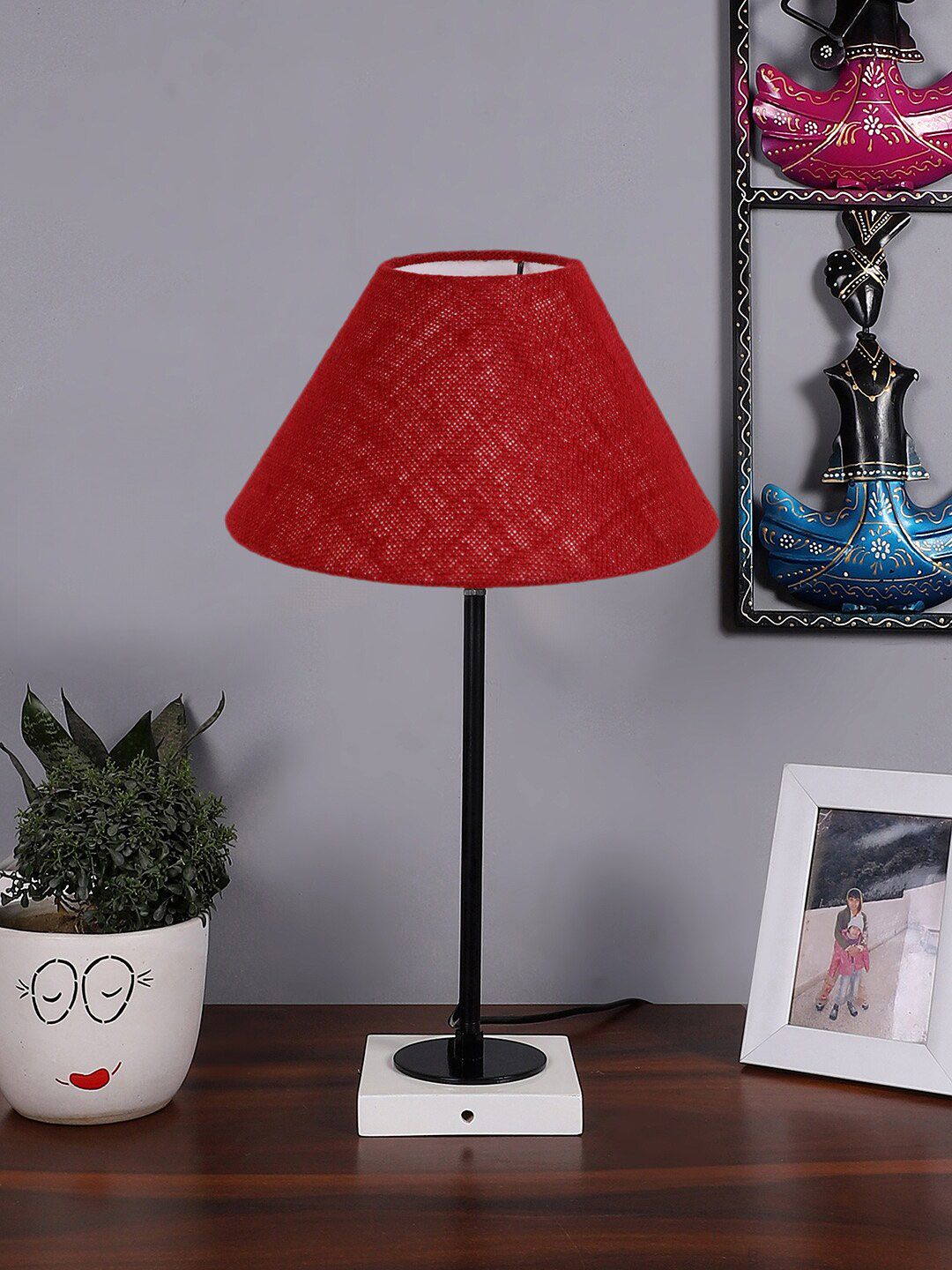 Devansh Warm Yellow Wood Frustum Solid High Quality Electrical Table Lamps