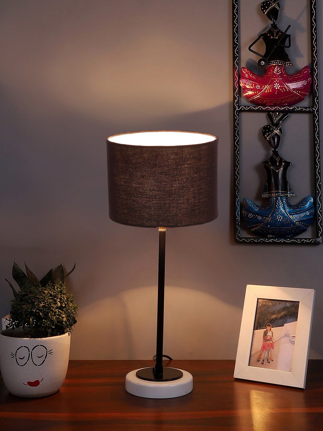 Devansh Warm Yellow Wood Cylinder Solid High Quality Electrical Table Lamps