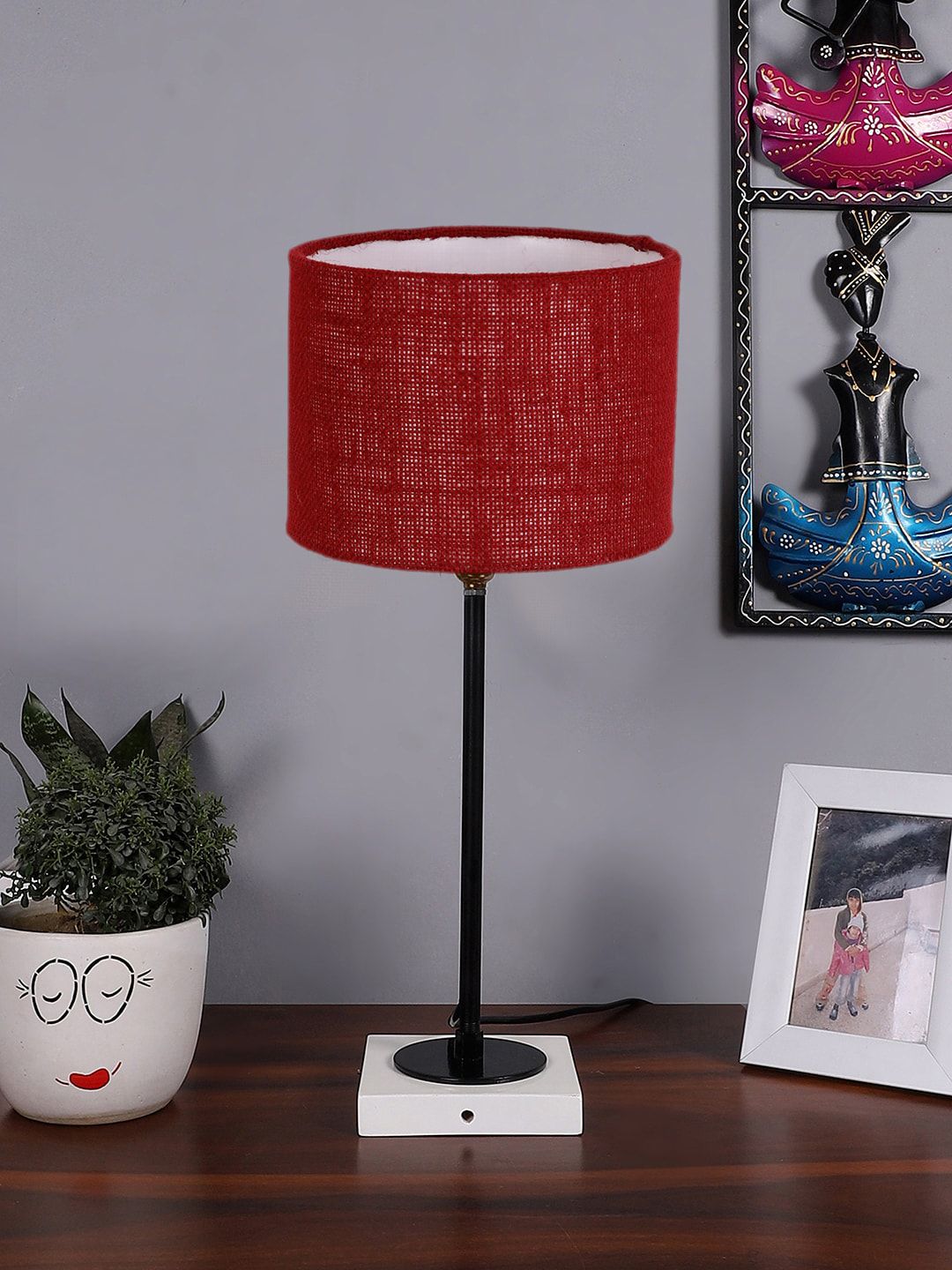 Devansh Warm Yellow Wood Cylinder Solid High Quality Electrical Table Lamps