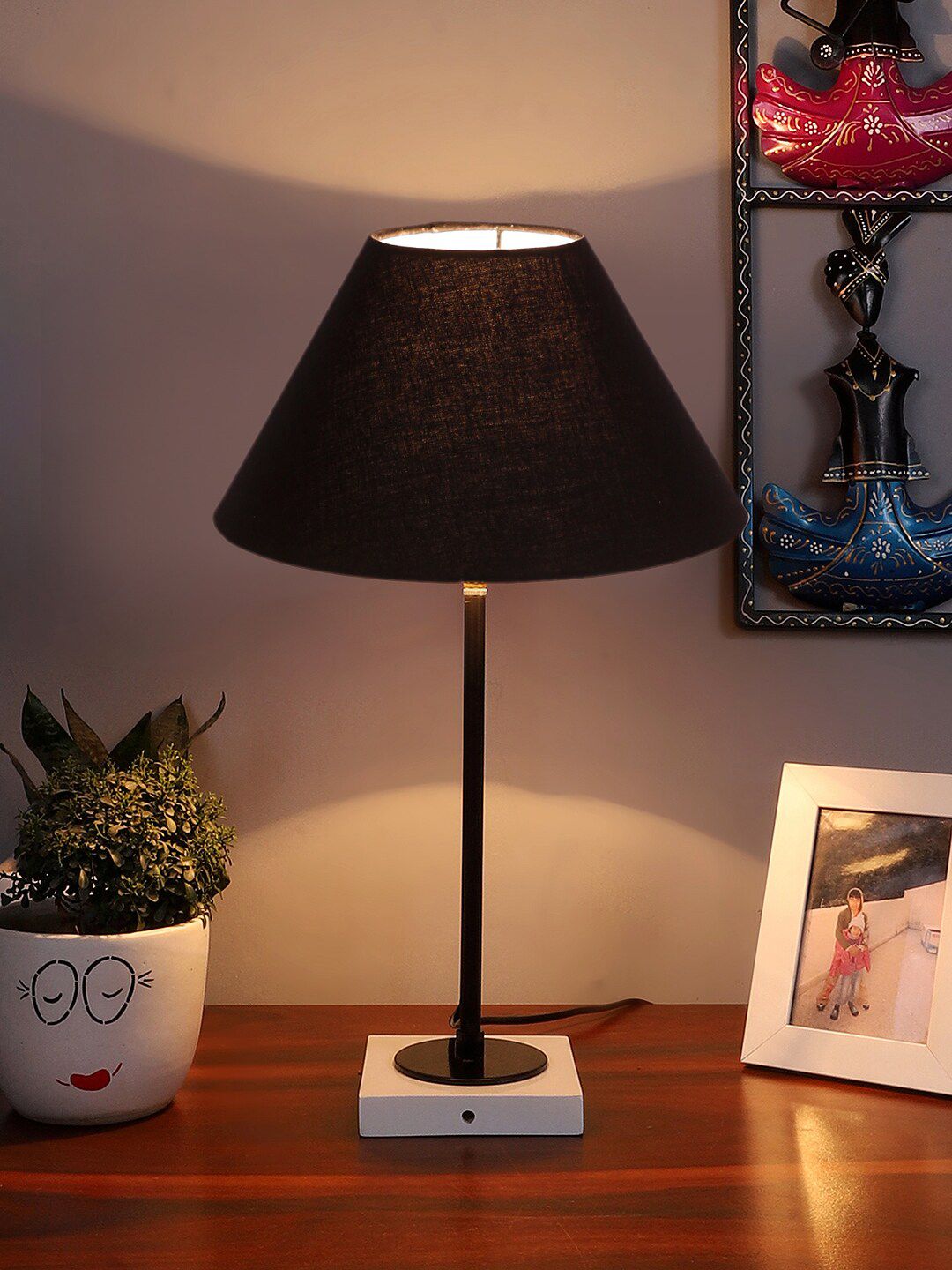Devansh Warm Yellow Wood Frustum Solid High Quality Electrical Table Lamps