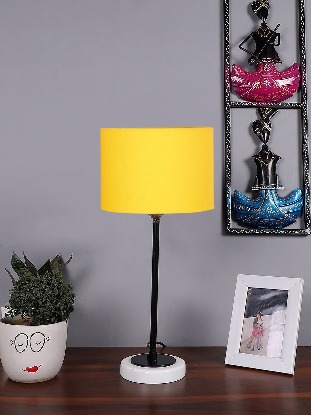 Devansh Warm Yellow Wood Cylinder Solid High Quality Electrical Table Lamps