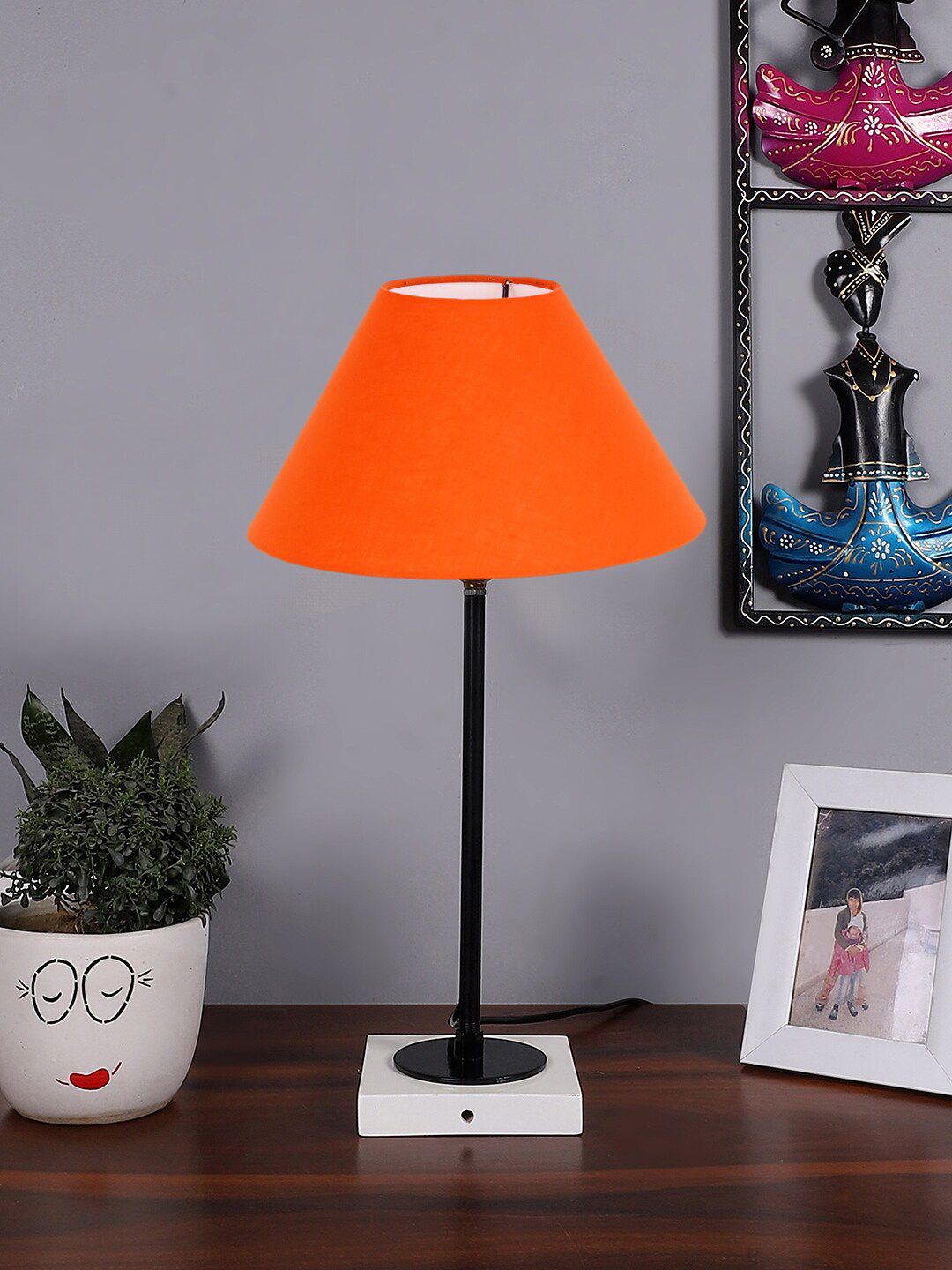 Devansh Warm Yellow Wood Frustum Solid High Quality Electrical Table Lamps