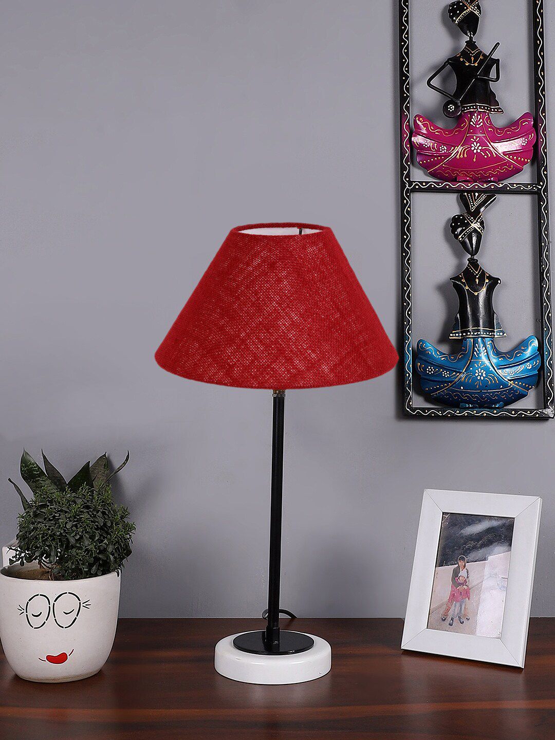Devansh Warm Yellow Wood Cylinder Textured High Quality Electrical Table Lamps