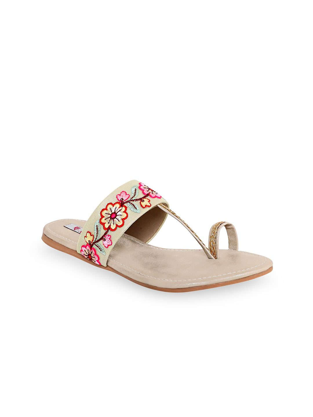 V-WALK Embroidered Ethnic One Toe Flats