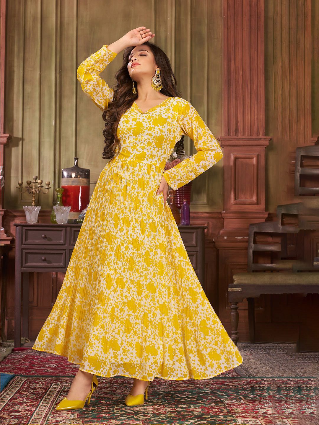kalini floral embroidered sequinned georgette maxi ethnic dress reviews Buy KALINI Floral Embroidered Thread Work Georgette A-Line Ethnic Dress - Ethnic Dresses for Women 31209264