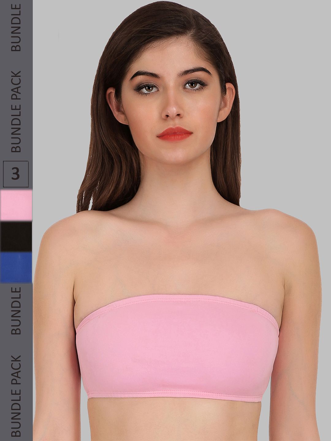 SELFCARE Pack Of 3 Sinker Non Padded Rapid-Dry Cotton Bandeau Bras With Full Coverage