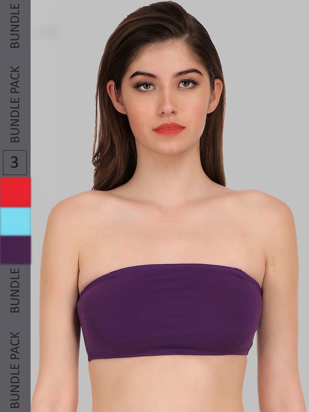 SELFCARE Pack Of 3 Sinker Non Padded Rapid-Dry Cotton Bandeau Bras With Full Coverage