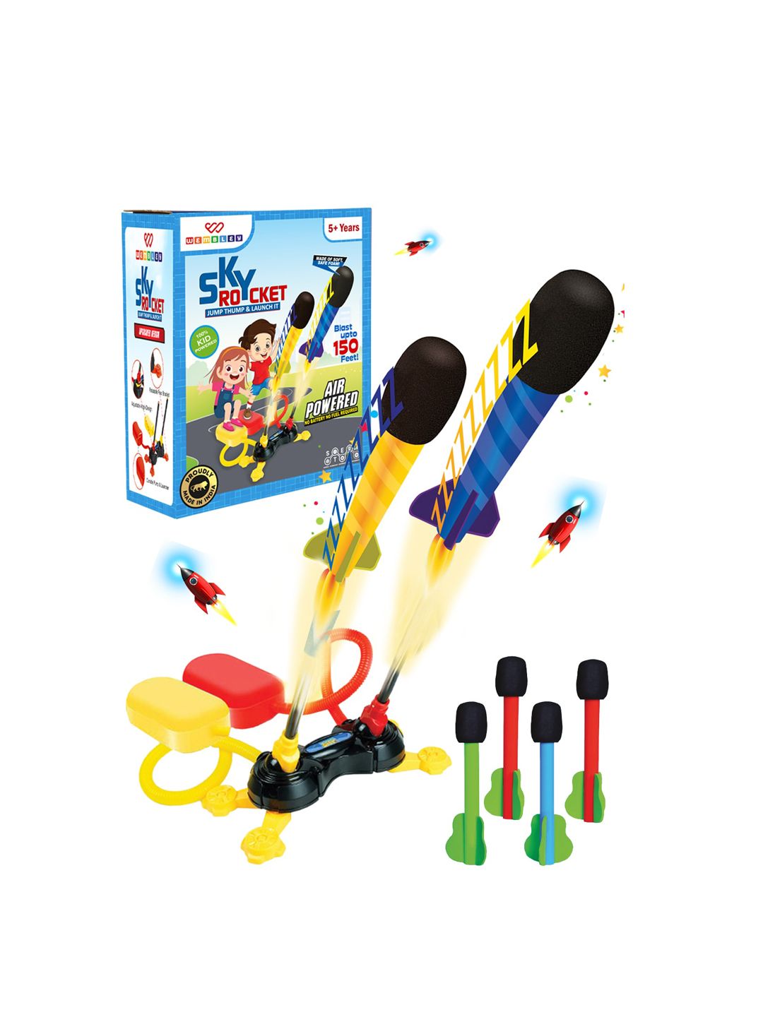 WEMBLEY Kids 4 Foam Tipped Sky Rocket Toys