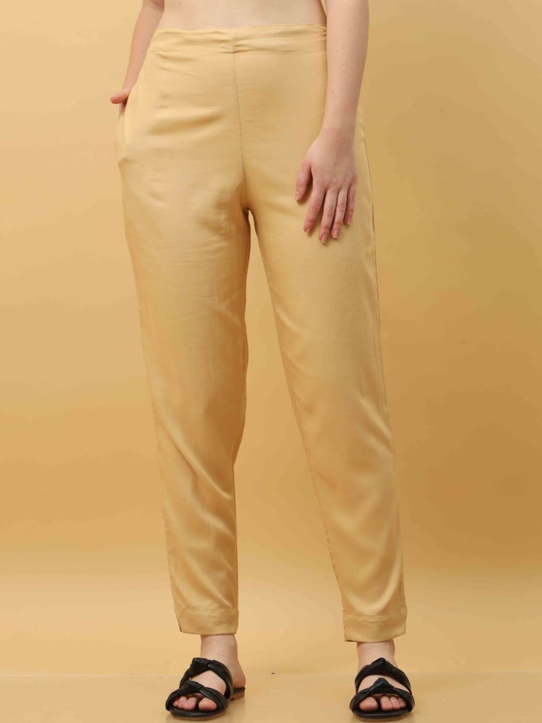 Bottums Women Tapered Fit Cigarette Trousers Price in India