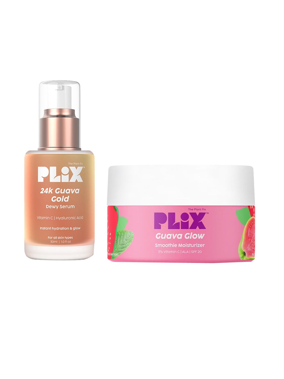 PLIX THE PLANT FIX 24K Gauva Gold Face Serum 30ml & Gauva Glow Moisturizer 50g