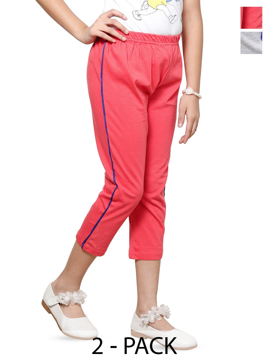BAESD Girls Pack Of 6 Mid-Rise Pure Cotton Capris
