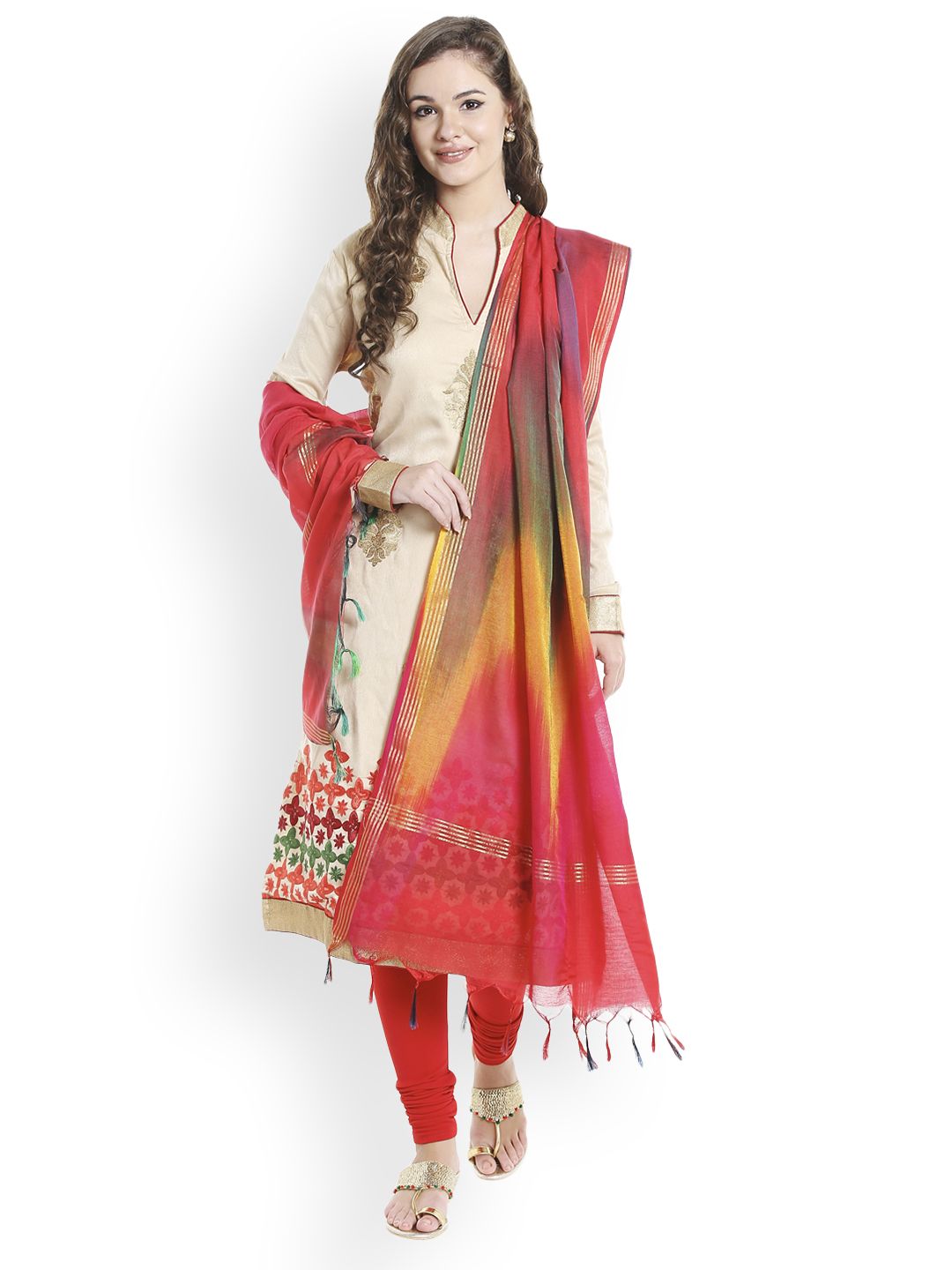 Dupatta Bazaar Multicoloured Woven Design Dupatta Price in India