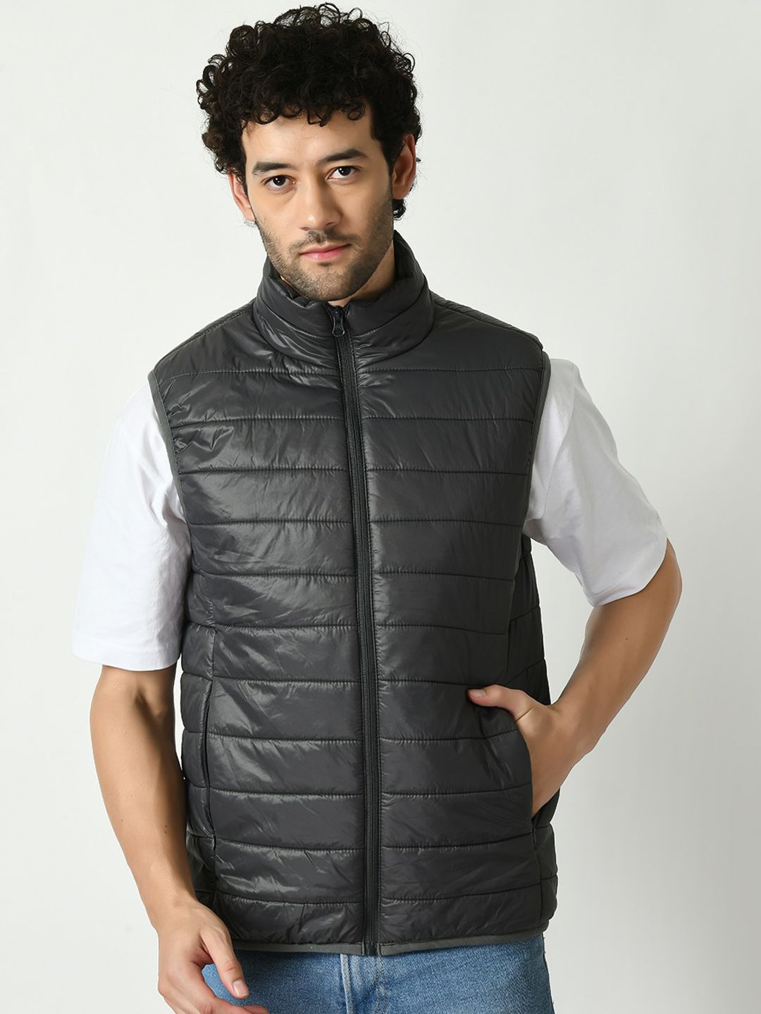 TBOJ Mock Collar Sleeveless Lightweight Puffer Jacket