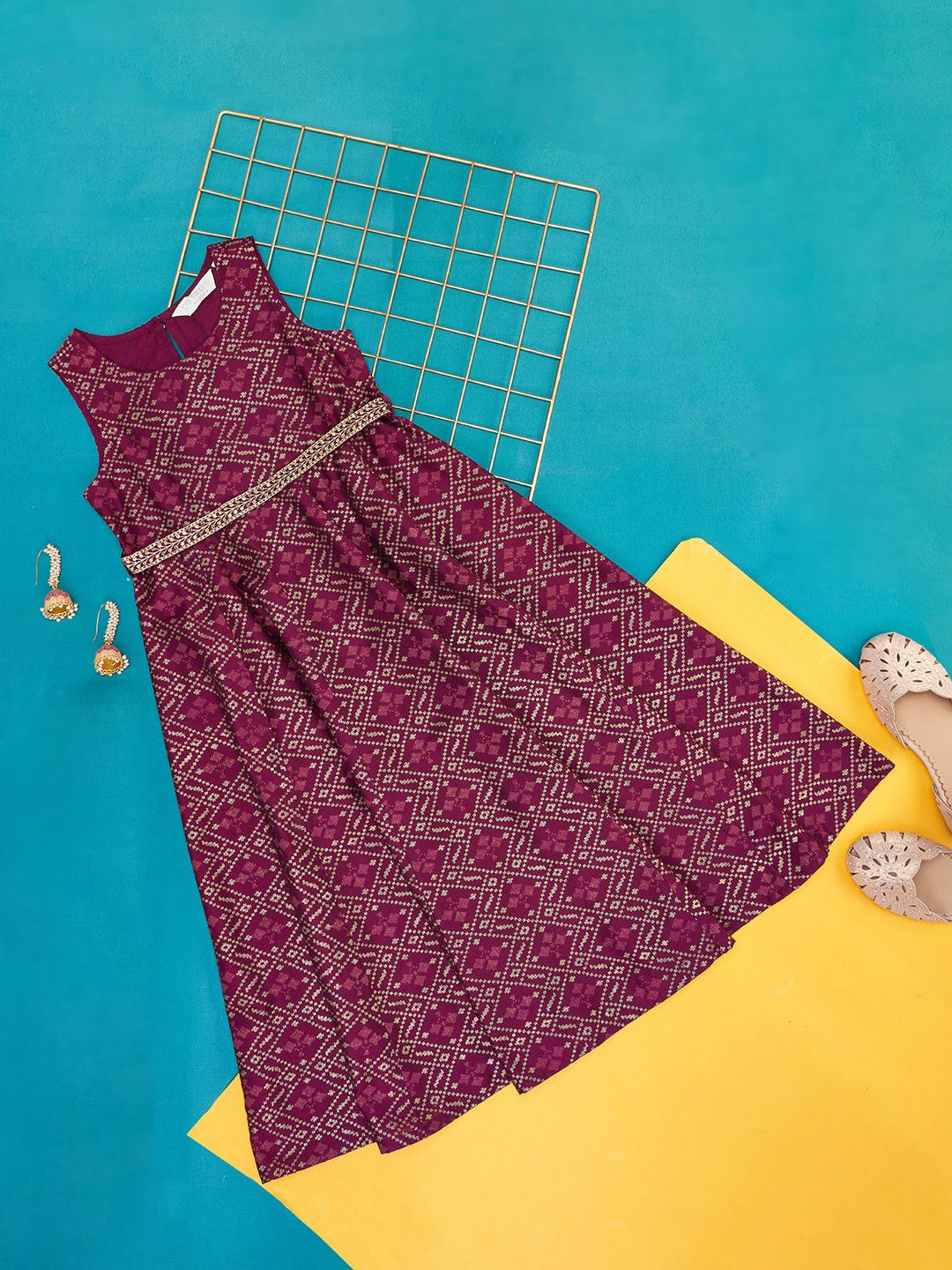 AKKRITI BY PANTALOONS Girls Geometric Printed A-Line Dress