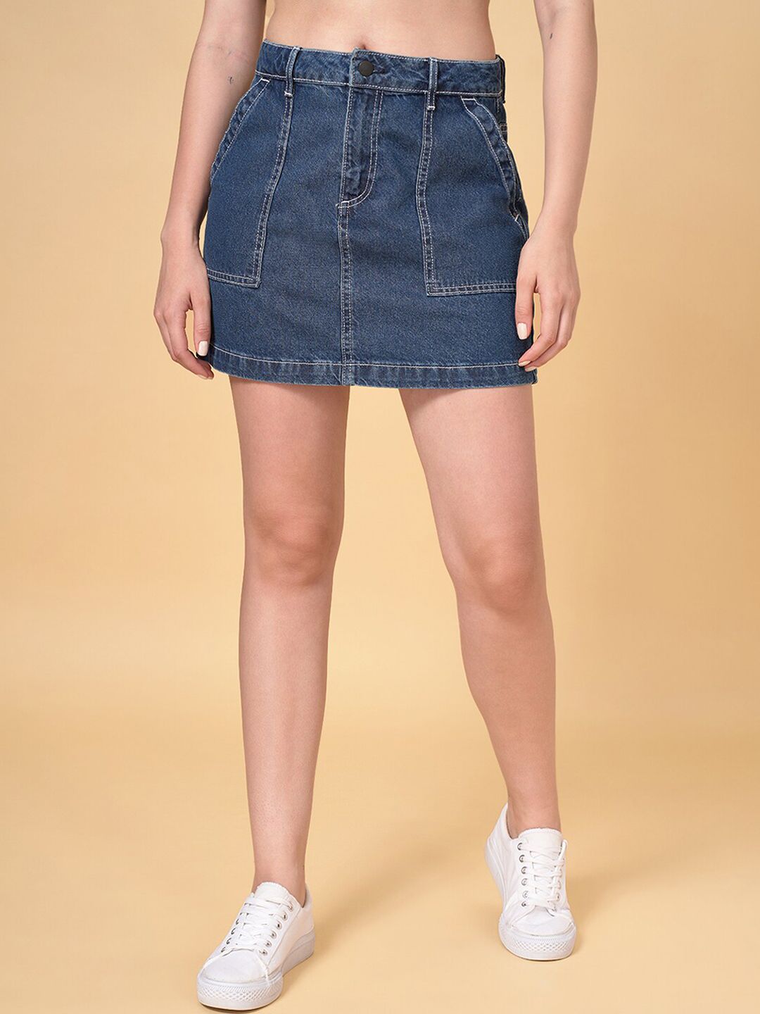 SF JEANS by Pantaloons Mini Cotton Denim Straight A-Line Skirt Price in India