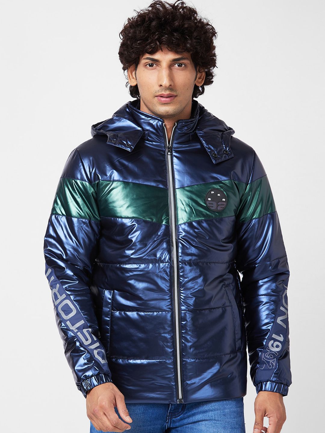 SPYKAR Hooded Zip Detail Padded Jacket