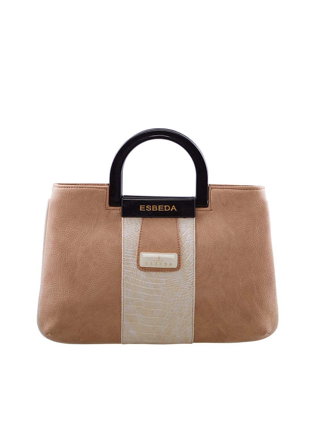 ESBEDA Brown & Beige Textured Handheld Bag Price in India
