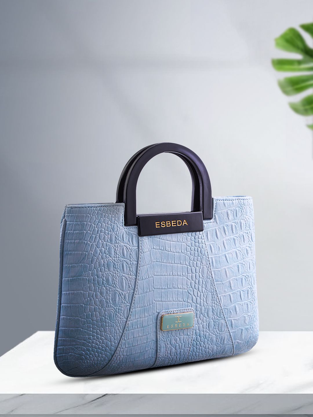 ESBEDA Blue Textured Handheld Bag Price in India