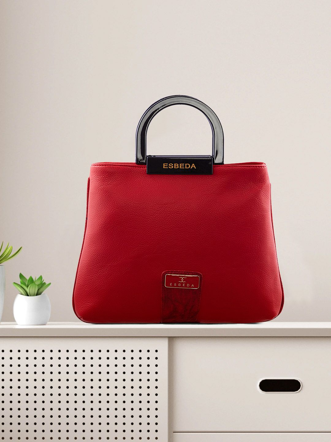 ESBEDA Women Red Solid Handheld Bag Price in India