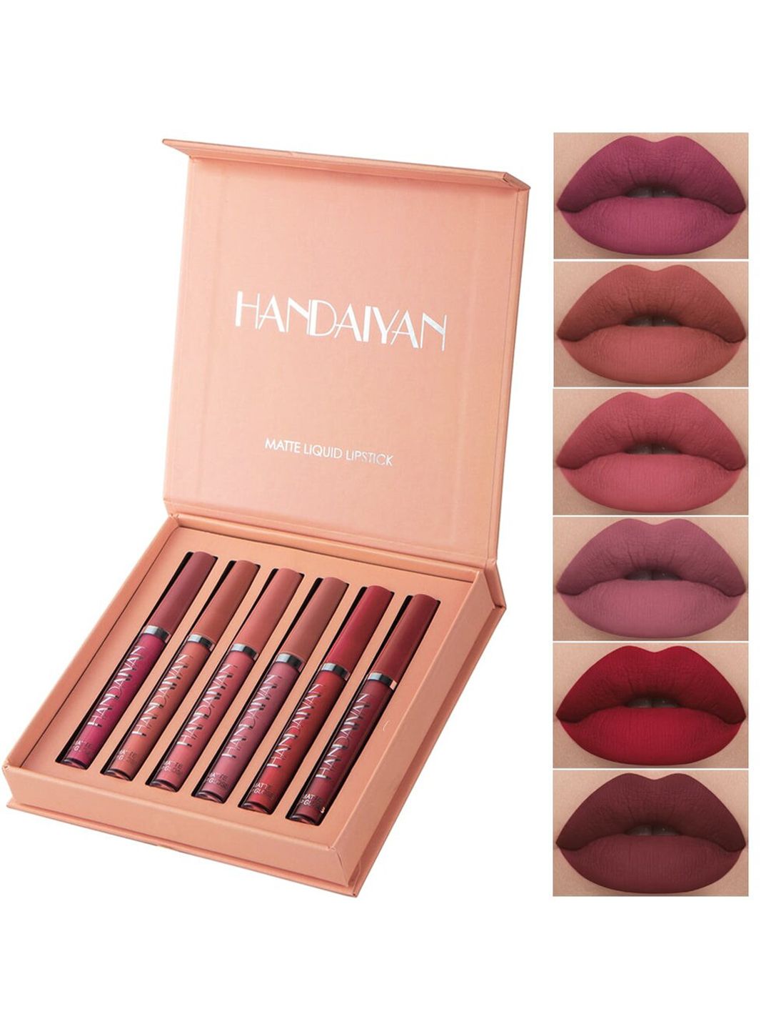 FEELHIGH Set Of 6 Handaiyan Long-Lasting Velvet Matte Liquid Lipstick 2.5ml Each - Set A