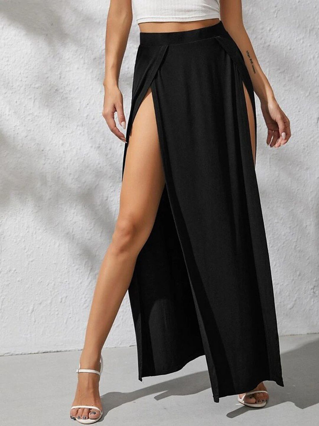 StyleAsh Straight Front Slit Maxi Skirt Price in India