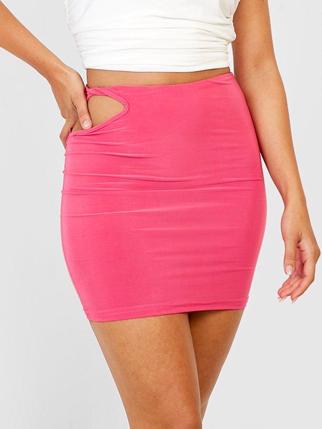 Boohoo Women Cut Out Detail Pencil Mini Skirt Price in India