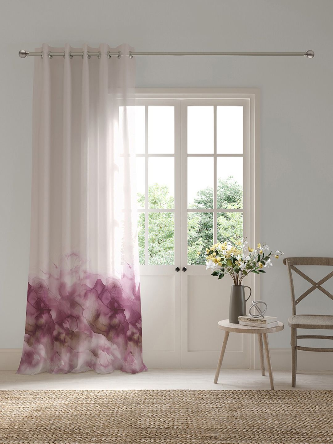 DDecor DDecor Pink & White Abstract Sheer Door Curtain