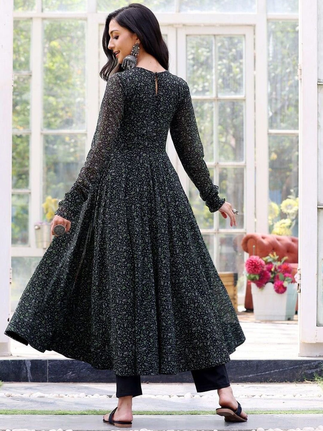 a-line maxi ethnic dress with jacket reviews Girls Embroidered A-Line Maxi Ethnic Dress With Jacket 16Y