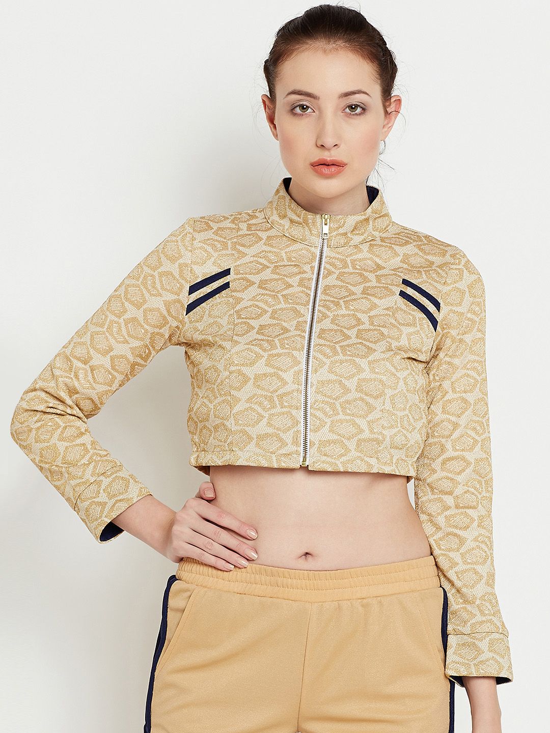 The Vanca Women Gold-Toned Solid Bomber Price in India