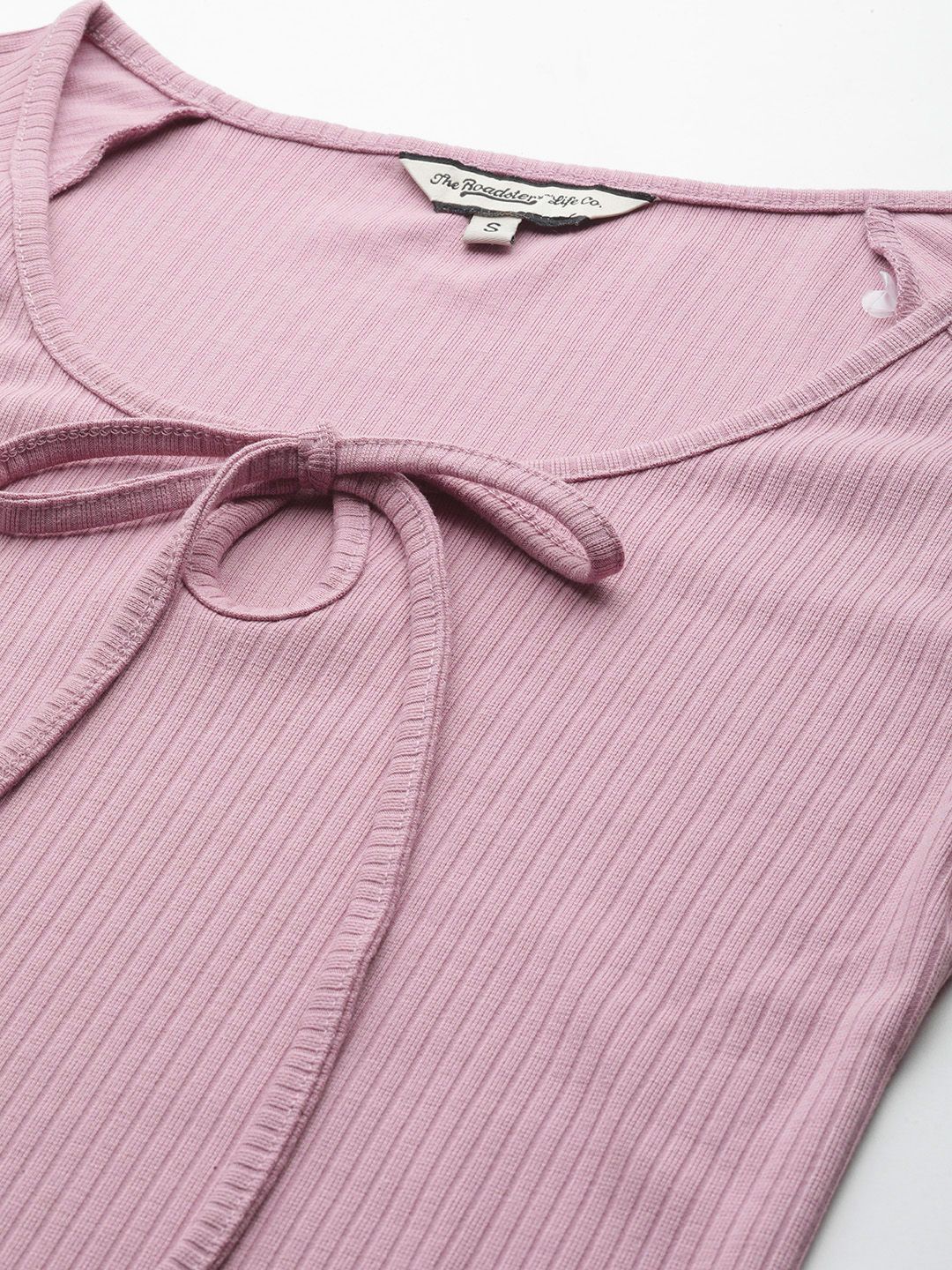 トップス LAYERED BRIGHT PLATING RIB TOPS Buy The Roadster Lifestyle Co. Ribbed Tie-Up Neck Top - Tops for