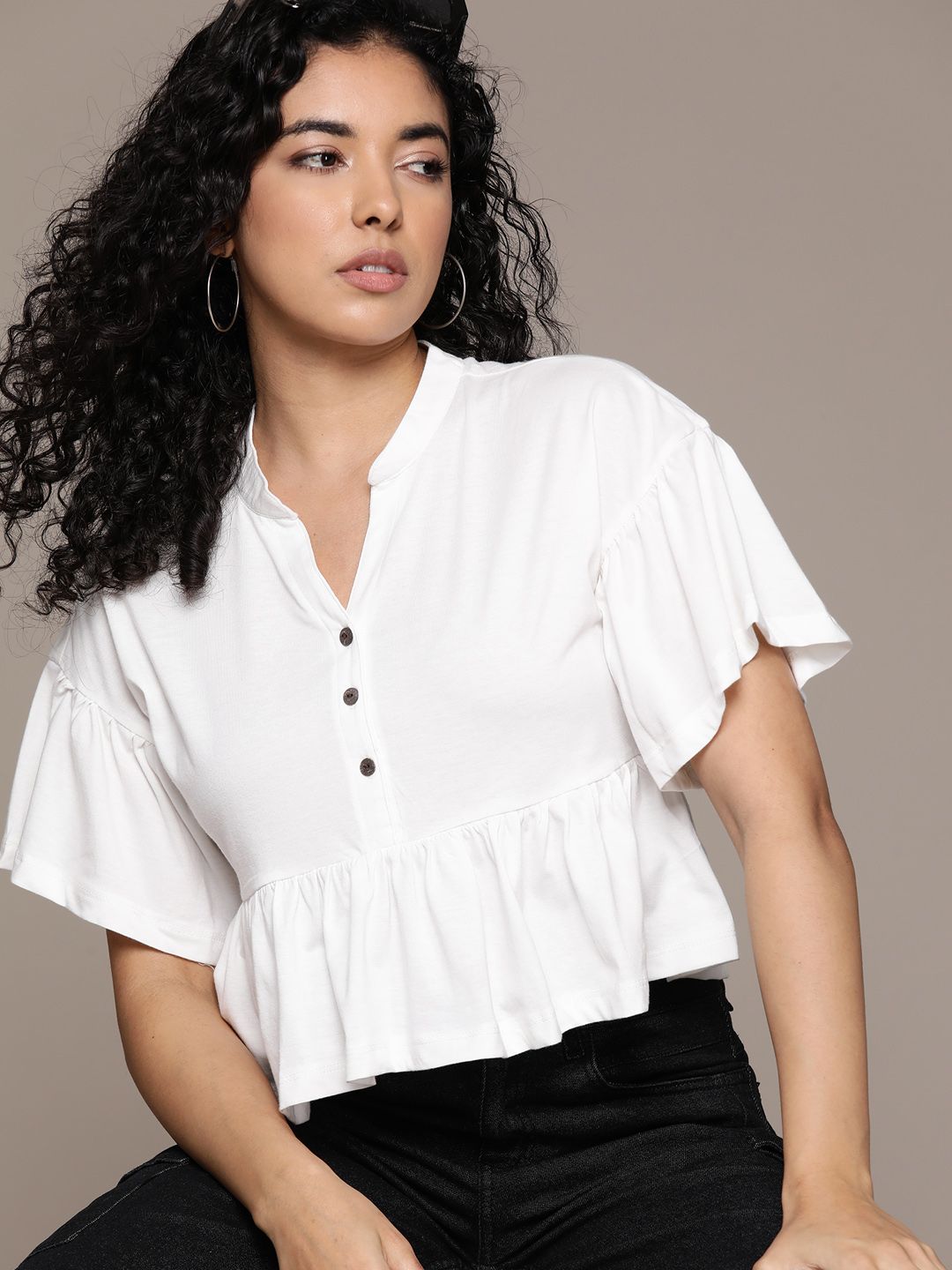 The Roadster Lifestyle Co. Peplum Crop Top Price in India