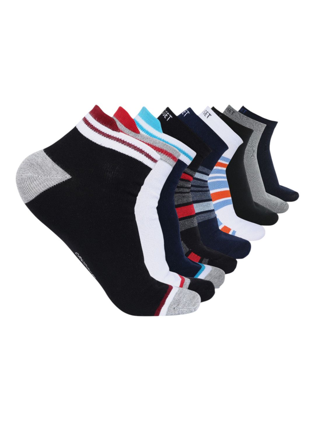 CRUSSET Men Pack Of 9 Assorted Ankle-Length Socks
