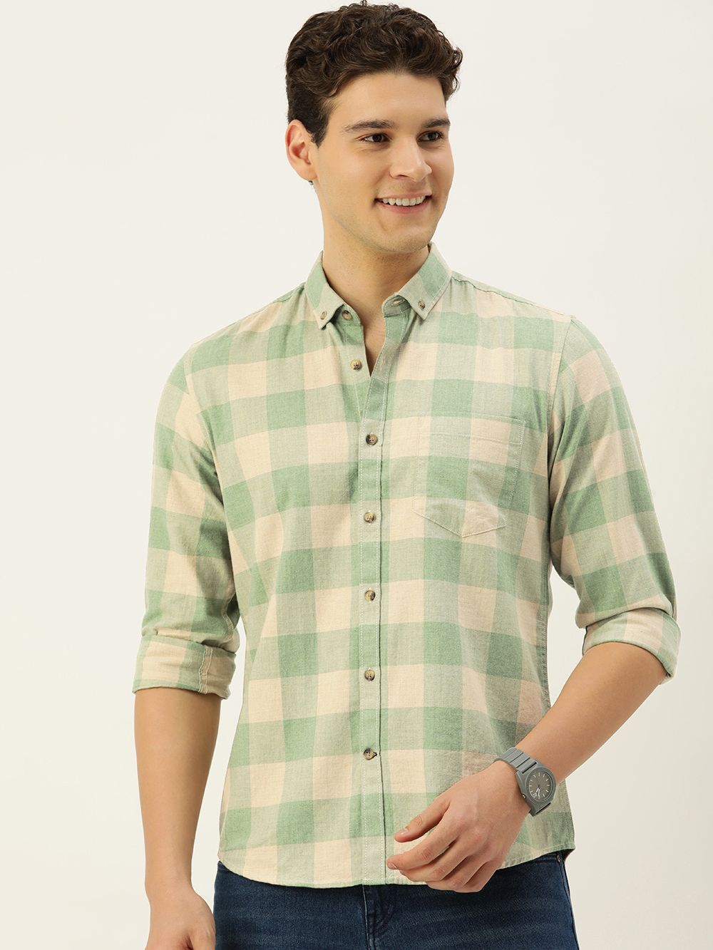 Mast & Harbour Men Standard Buffalo Checked Casual Cotton Shirt