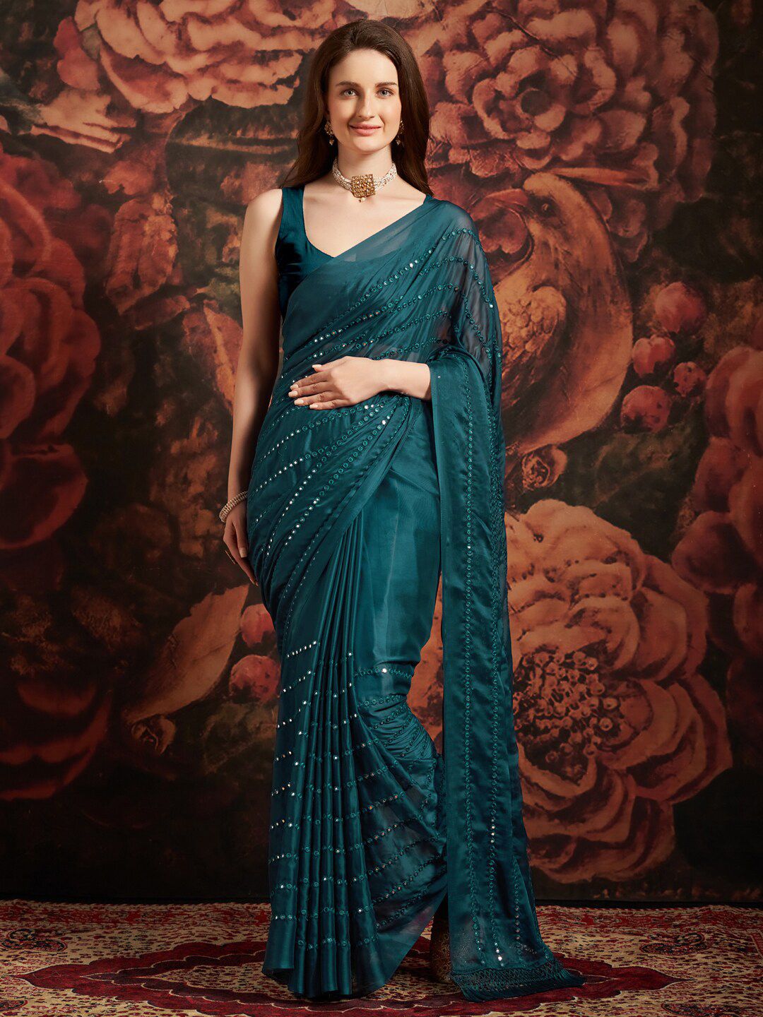 Anouk Sequin Embellished Pure Georgette Saree Price in India