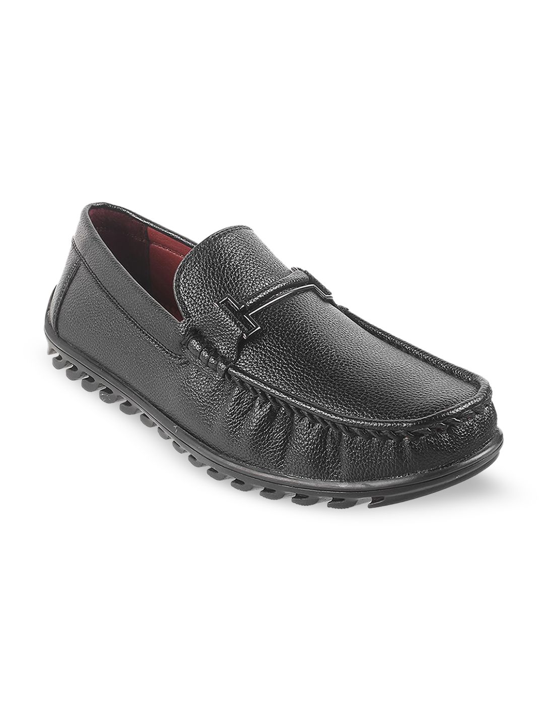 Metro Men Textured Leather Horsebit Loafers