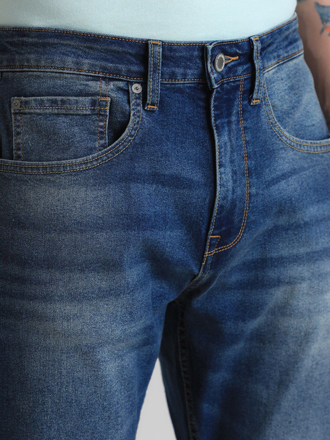 Bootcut Mid Rise Heavy Fade Stretchable Jeans